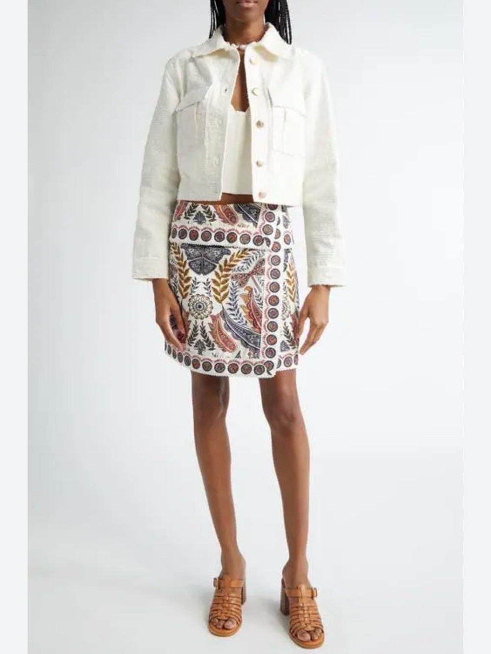 Farm Rio Embroidered White Floral Mini Skirt size 29 - Picture 3 of 8